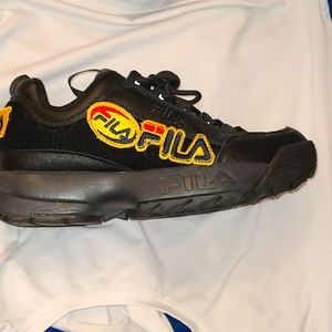 Fila black chunky shoes (removable patches)